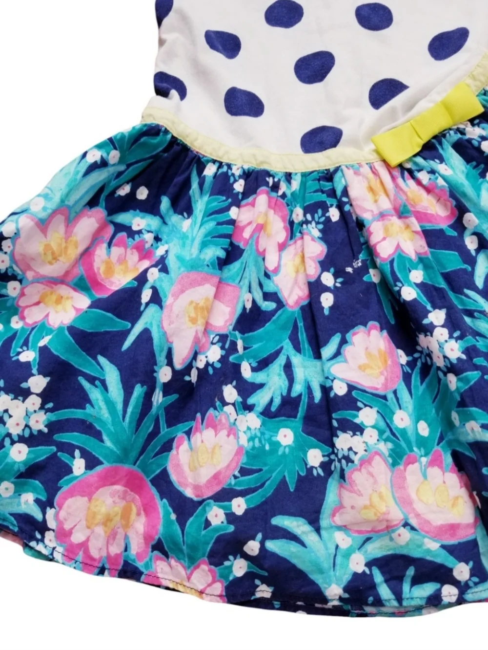 Catimini Polka Dot Top with Floral Skirt Girls Dress 8y